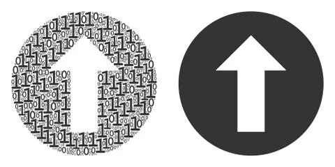 Rounded Arrow Collage of Binary Digits Illustrazione stock