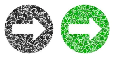 Rounded Arrow Icon Botany Collage of Floral Elements Stock Illustration