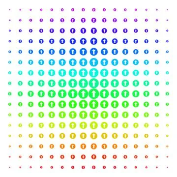 Rounded Arrow Icon halftone Spectral pattern Stock Illustration