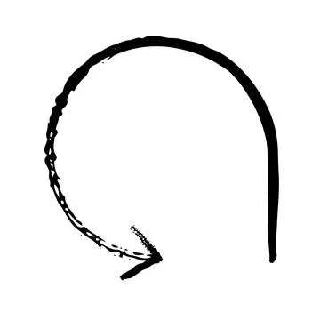 Rounded arrow loop grunge doodle design element Stockillustratie