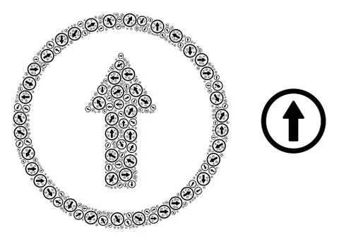 Rounded Arrow Up Recursive Collage of Self Icons 스톡 일러스트