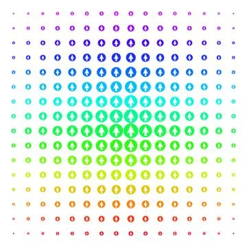 Rounded Arrow Shape halftone Spectrum pattern Stock Illustration
