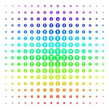 Rounded Arrow Shape halftone Spectrum pattern Illustrazione stock