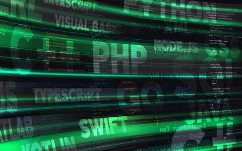 Rounded background space with short scripts of programming languages Stock Illustration