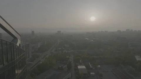 . with rounded balcons. Fog background RAW. Stock Footage 197067886