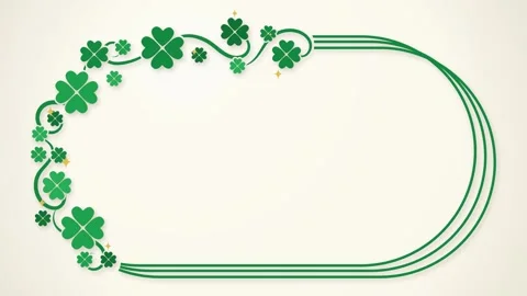 Rounded banner frame with lucky clover vines growing from the corner Vídeos de archivo 348300363