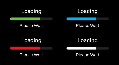 Rounded bar loading please wait symbol icon set in four different colors. Stock Illustration