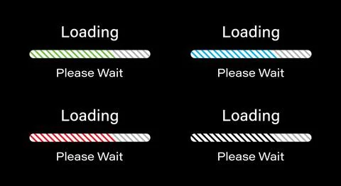 Rounded bar loading please wait with tilted lines symbol dark mode. Stock Illustration