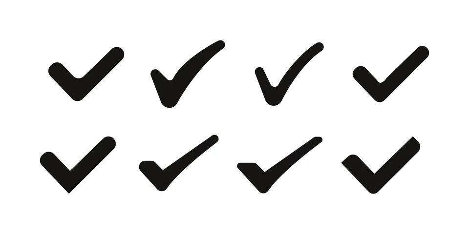 Rounded Black Check Mark Vector Collection Stock Illustration