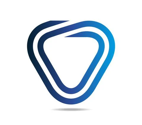 Rounded blue triangle made of two lines Stock Illustration