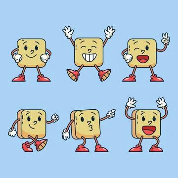 Rounded Box Shape Cartoon Character Stock Illustration