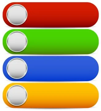 Rounded bright buttons white blank space in several colors イラスト素材