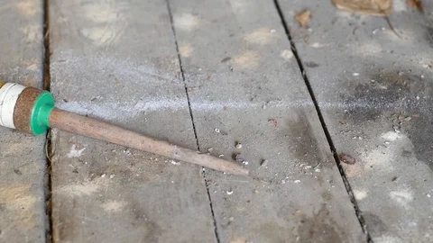 Rounded brush on wooden background Stock Footage 88918623