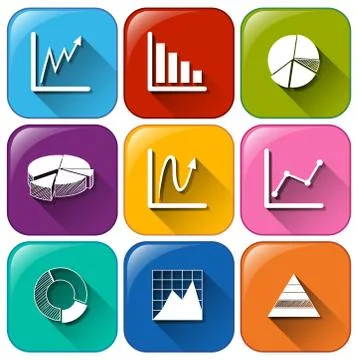 Rounded buttons with the different graphs イラスト素材