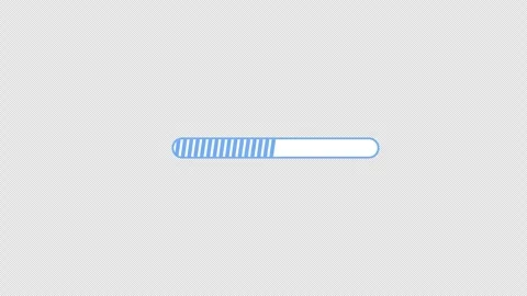 Rounded capsule progress bar with striped blue fill flat UI overlay element Stock Footage 337037604