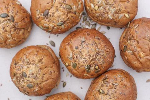 Rounded cereal bread Stock Photos