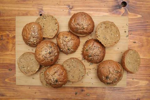 Rounded cereal bread Stock Photos