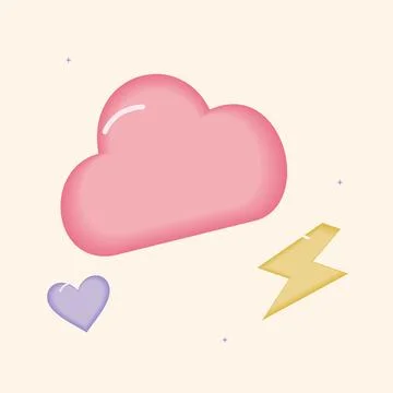 Rounded cloud and lightning playful graphic. Gummy inspired abstract vector o Stock Illustration