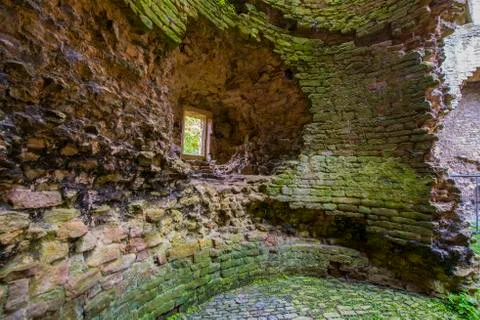 Rounded cobblestone castle ruins Stock Photos