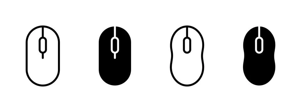 Rounded computer mouse icon. Click button symbol. Scroll sign illustration. Stock Illustration