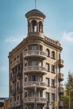 Rounded corner of a neoclassical building Stock Photos