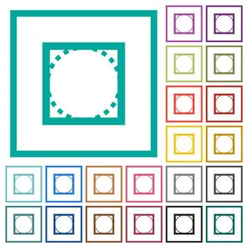 Rounded corner settings flat color icons with quadrant frames Stock Illustration