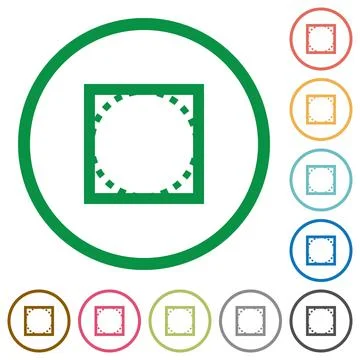 Rounded corner settings flat icons with outlines Stock Illustration