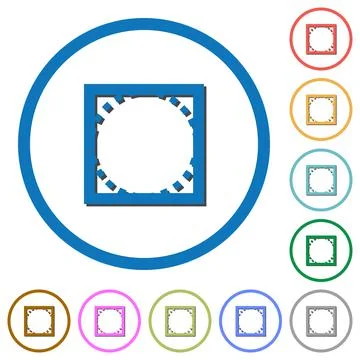 Rounded corner settings icons with shadows and outlines Illustrazione stock