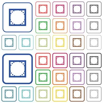 Rounded corner settings outlined flat color icons Illustrazione stock