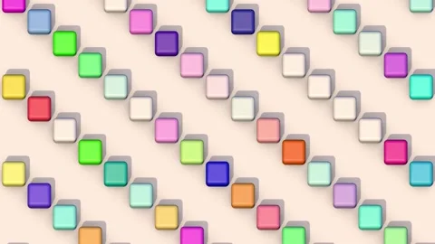 Rounded cubic figures change colors quickly, 3D animation. Stock Footage 219029724