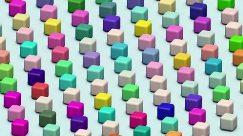 Rounded cubic figures change colors quickly, 3D animation. Stock Footage 223170277
