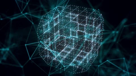 Rounded dice hologram Close up Video stock 154788768