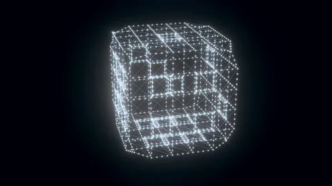 Rounded dice hologram Rotating Stock Footage 154786095