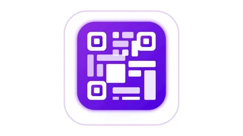 Rounded Digital QR Code Identity Icon with Violet Blue Gradient and Glowing.. Видео 346202110