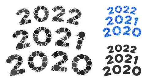 Rounded Dot 2020 - 2021 Arc Texts Icon Collage 스톡 일러스트