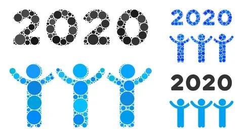 Rounded Dot 2020 Dancing People Icon Mosaic Illustrazione stock