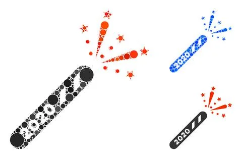 Rounded Dot 2020 Firecracker Icon Collage Stock Illustration
