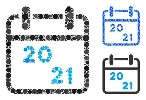 Rounded Dot 2021 Calendar Icon Collage Stock Illustration