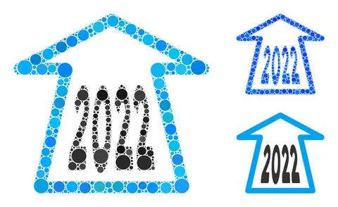 Rounded Dot 2022 Ahead Arrow Icon Collage Stock Illustration