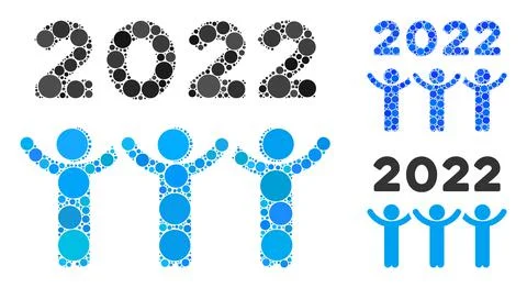 Rounded Dot 2022 Dancing People Icon Collage 스톡 일러스트