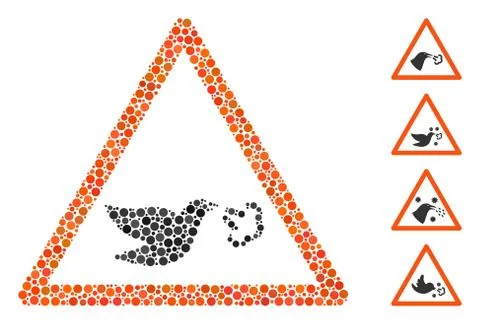 Rounded Dot Bird Flu Warning Icon Mosaic Stock Illustration