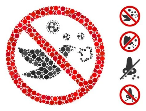 Rounded Dot Forbidden Bird Flu Icon Collage Illustrazione stock