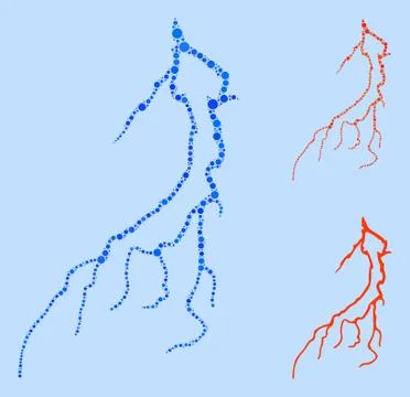 Rounded Dot Lightning Icon Mosaic Stock Illustration