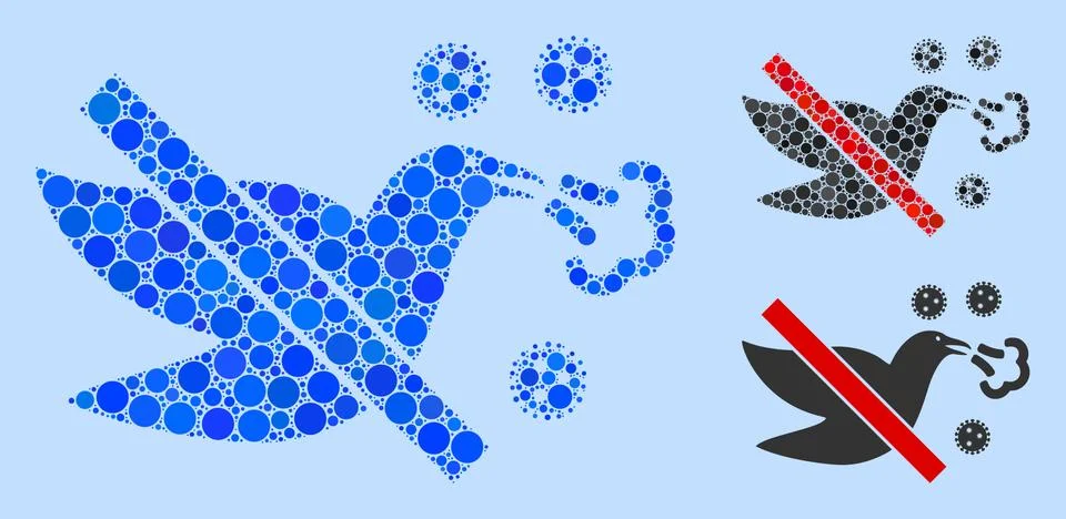 Rounded Dot Stop Bird Flu Icon Mosaic Stock Illustration
