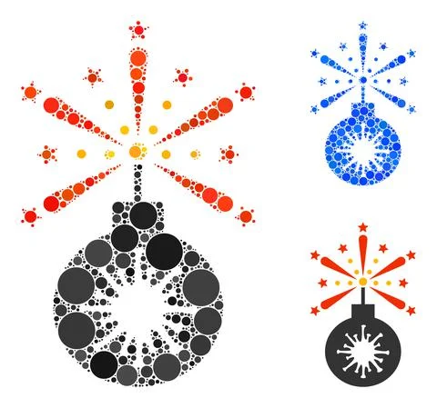 Rounded Dot Virus Petard Icon Collage 스톡 일러스트