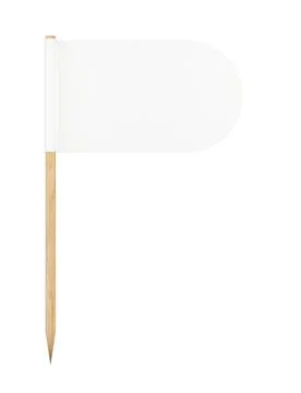Rounded edge rectangle shaped toothpick paper flag with wooden pole isolated  Illustrazione stock