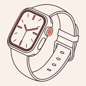 Rounded Edge Smartwatch Icon Flat Design for Technology Concepts Stock Illustration