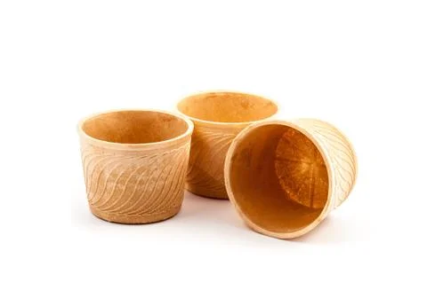 Rounded empty wafer cup Stock Photos