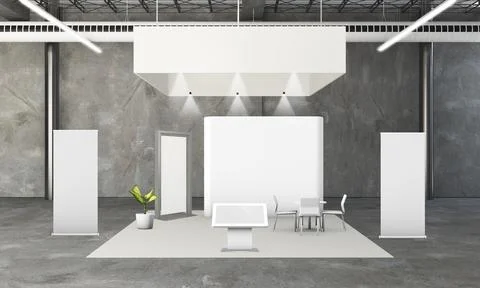 Rounded exhibition booth 3d rendering Stock Illustration