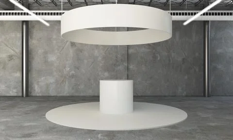 Rounded exhibition booth 3d rendering Stock Illustration